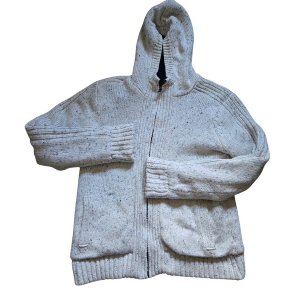 XRAY Jeans Full Zip Hooded Sweater Jacket Marled Knit Gray MENS Sz L Pockets